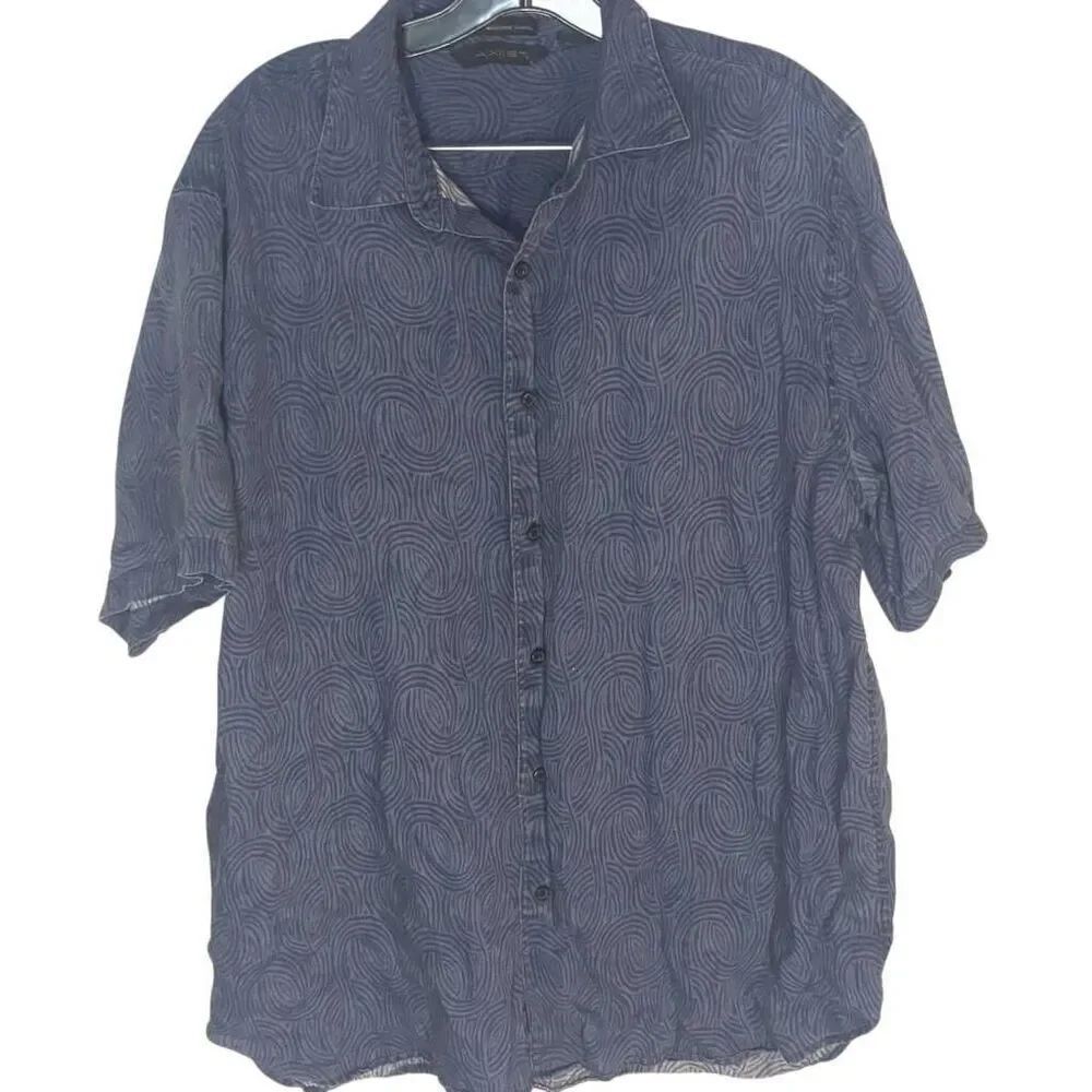 Axist Waved Washed Button Up Shirt Mens 100% Linen Large L